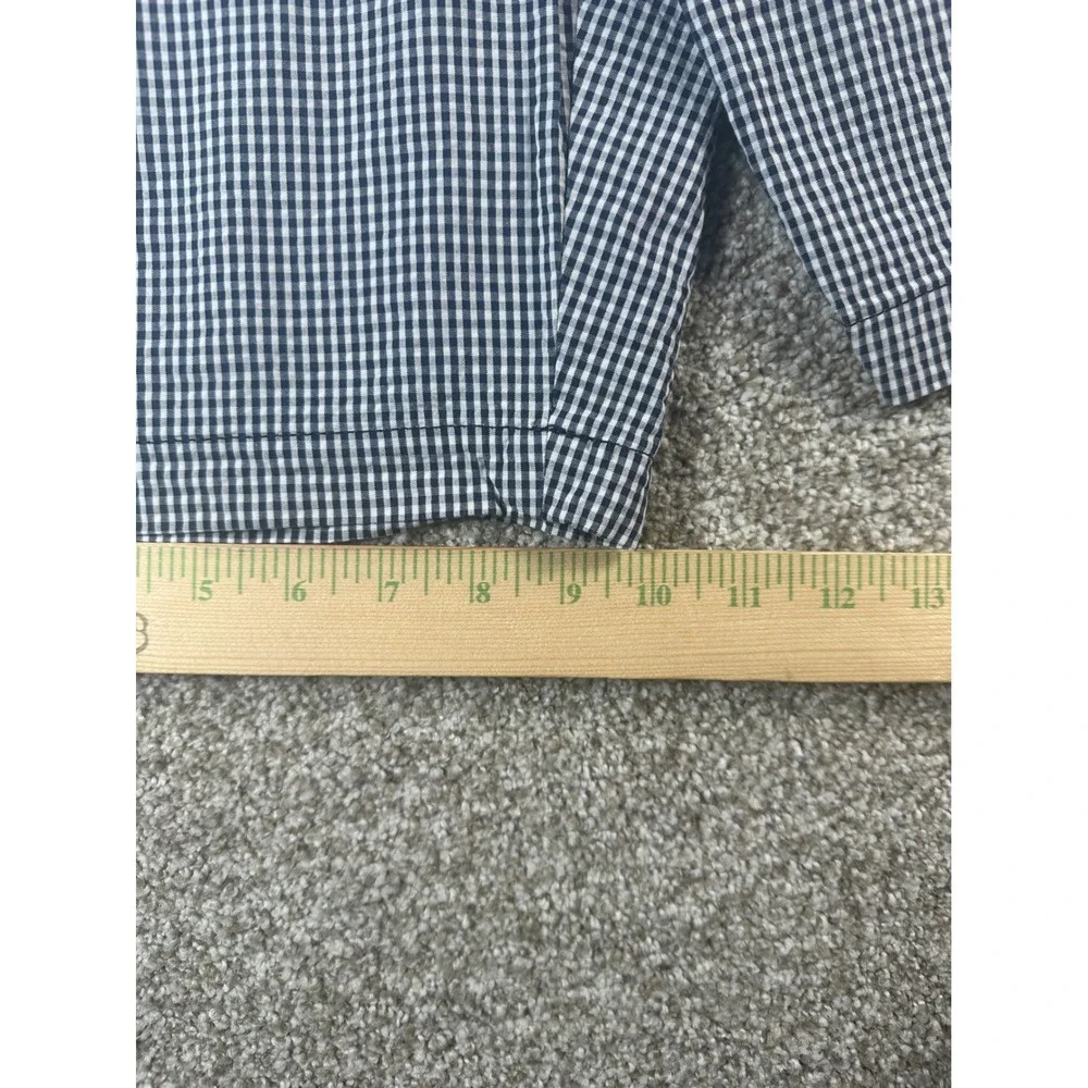 Banana Republic Aiden Short Mens 30 Navy Blue White Gingham Cotton Chino Shorts
